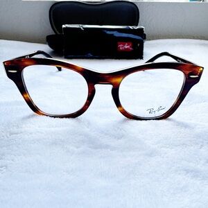 RAY BAN RB0707VM Women’s Cat Eye Eyeglasses in Striped Havana